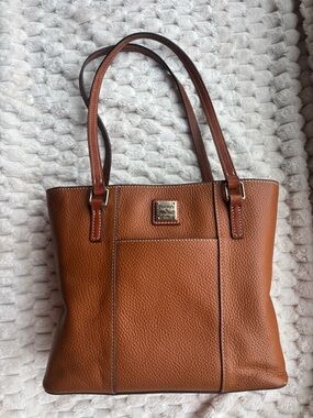 Dooney & Bourke Brown Pebbled Leather Tote Bag Shoulder Handles